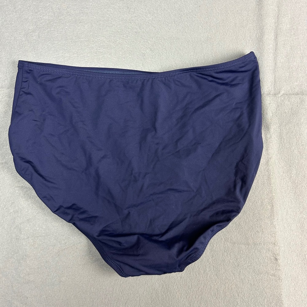 Andie Swim Bikini Bottom Women L Navy Blue High Waist Solid 19ABHIWA - Picture 4 of 6